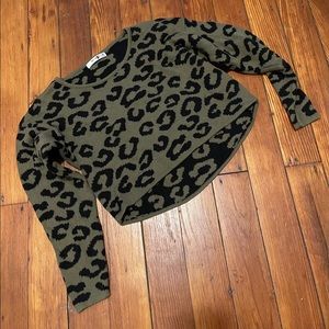 Kensie Girl Leopard Print Cropped Hi Low Sweater